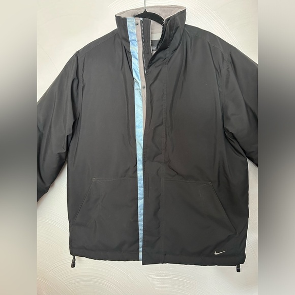 Nike Jacket Mens M Black Down Insulated Lined Coat Full Zip